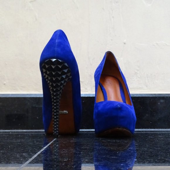 Blue Suede Pumps - Picture 1 of 4